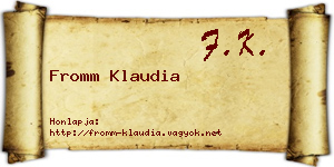 Fromm Klaudia névjegykártya